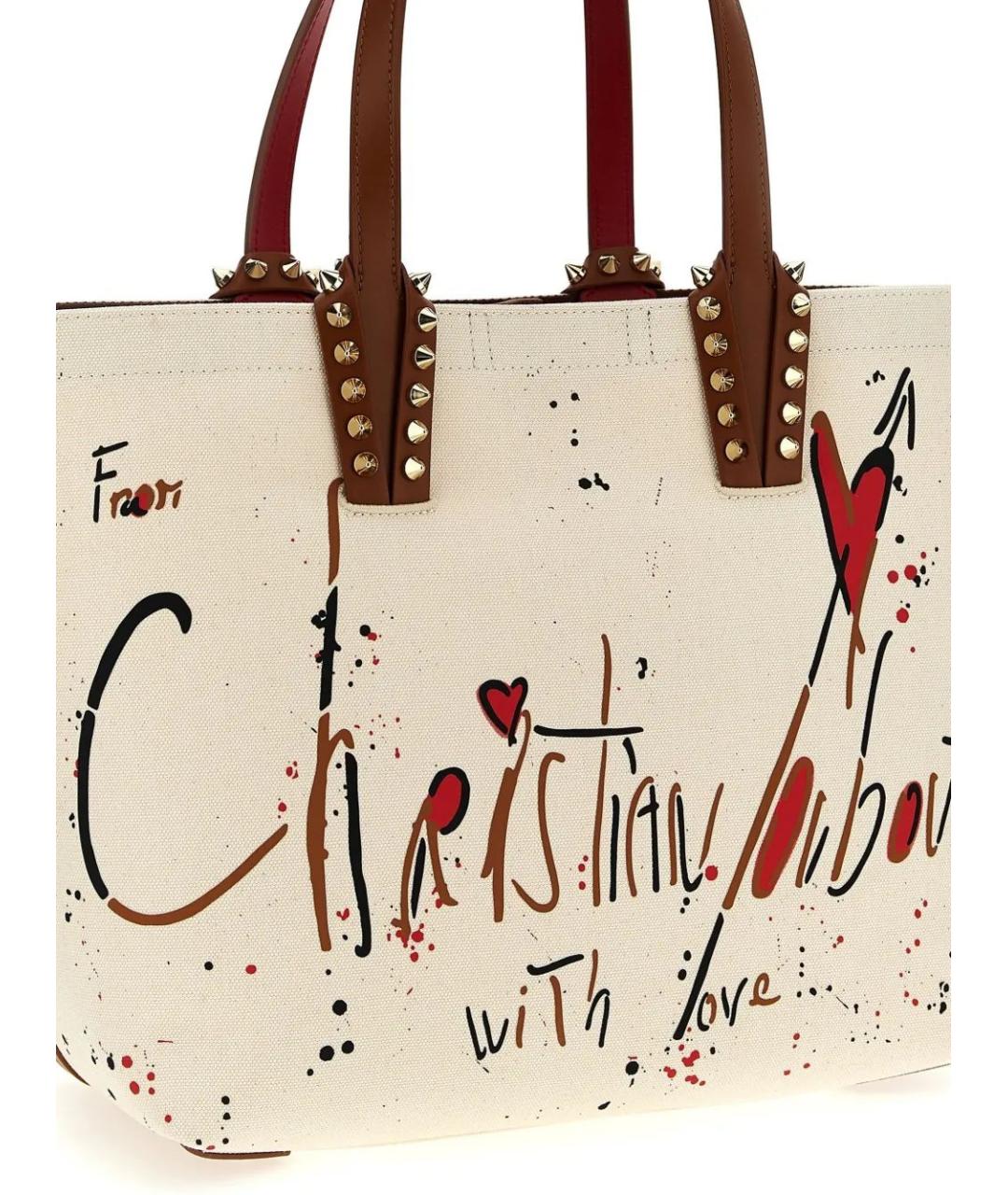 CHRISTIAN LOUBOUTIN Бежевая кожаная сумка тоут, фото 3
