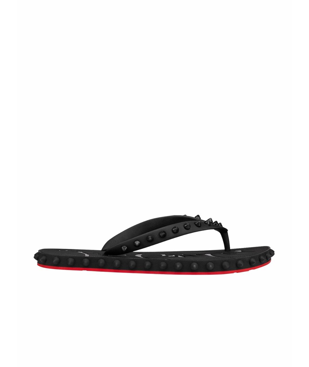 CHRISTIAN LOUBOUTIN Черные шлепанцы, фото 1