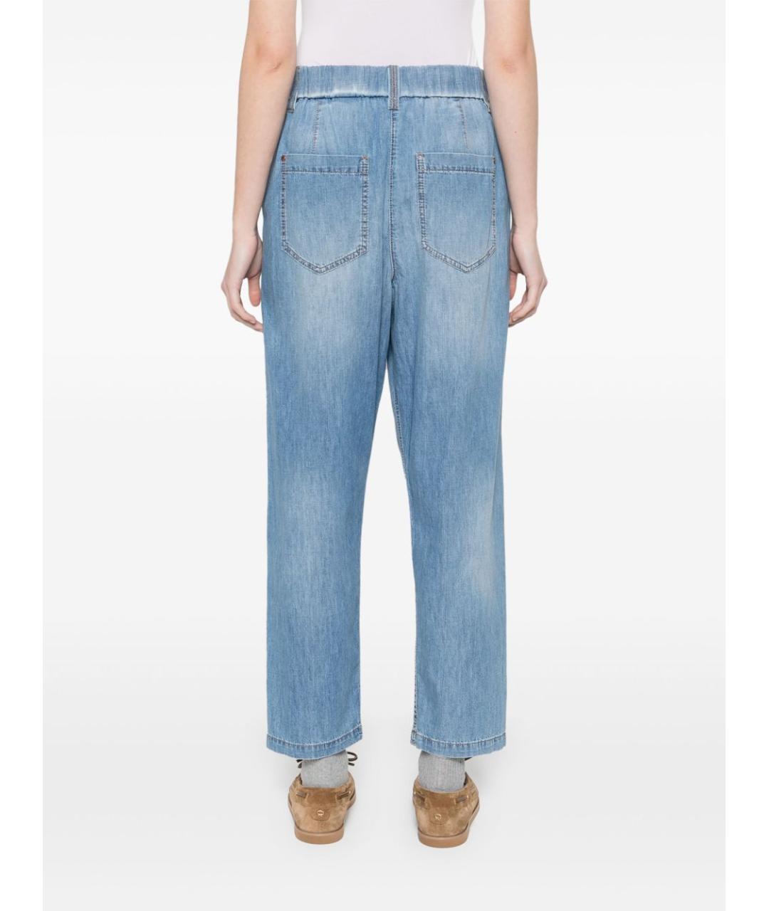 BRUNELLO CUCINELLI Голубые хлопковые джинсы слим, фото 5