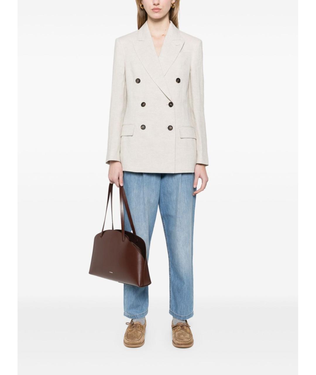 BRUNELLO CUCINELLI Голубые хлопковые джинсы слим, фото 4