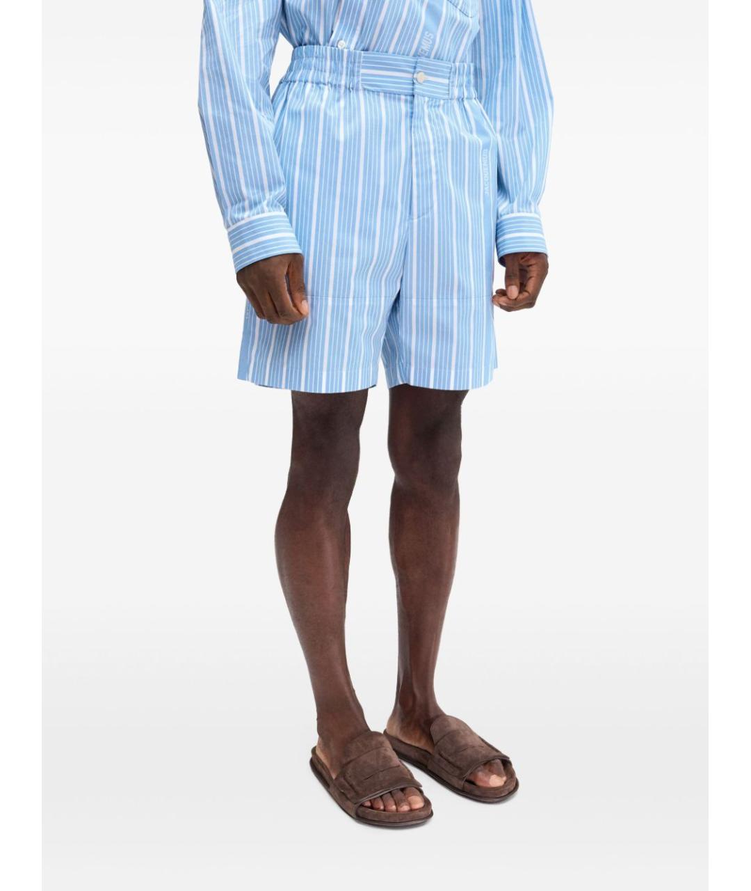JACQUEMUS Голубые хлопковые повседневные брюки, фото 2