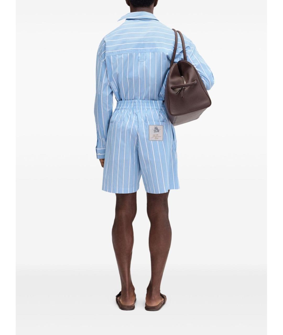 JACQUEMUS Голубые хлопковые повседневные брюки, фото 4