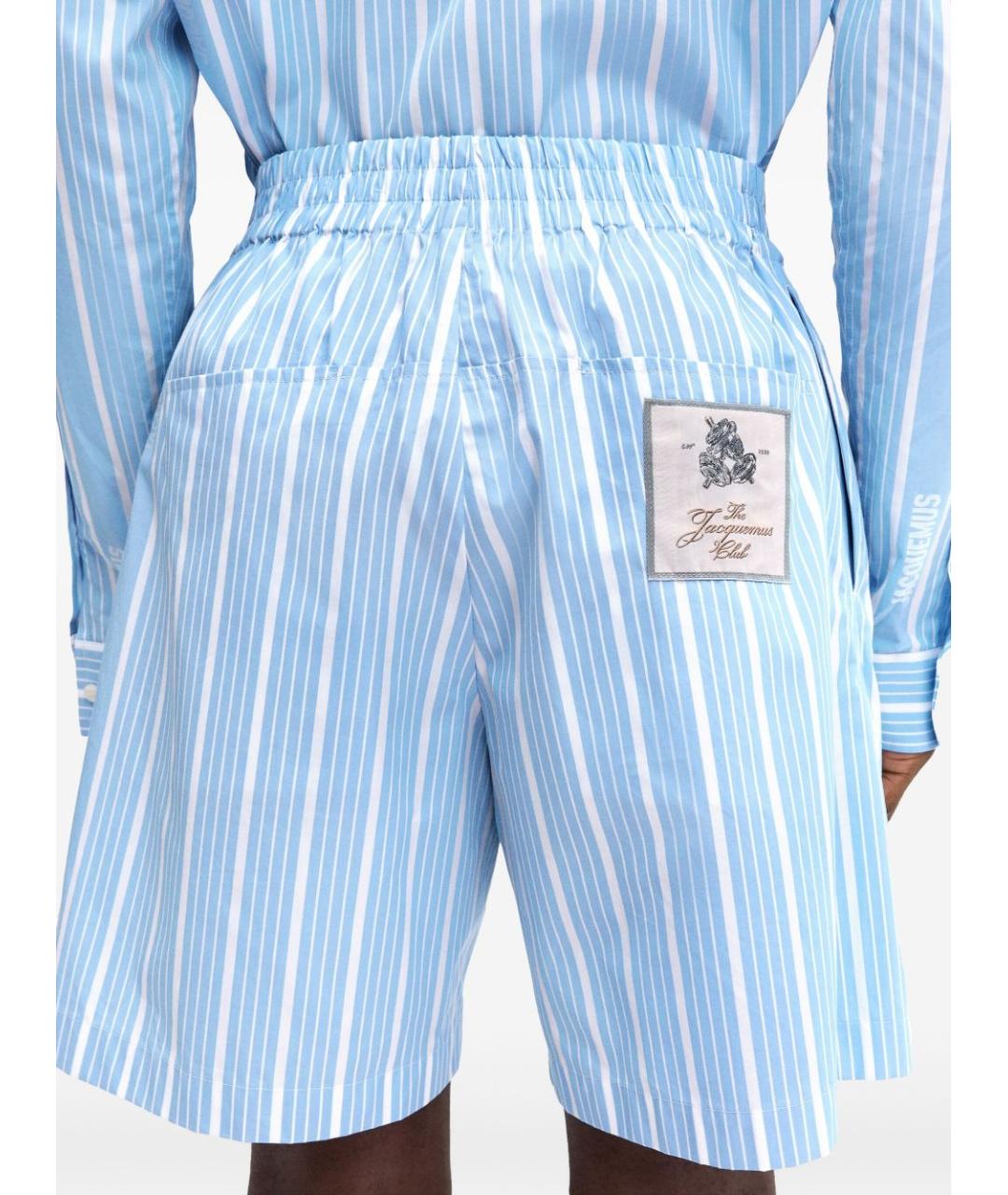JACQUEMUS Голубые хлопковые повседневные брюки, фото 5