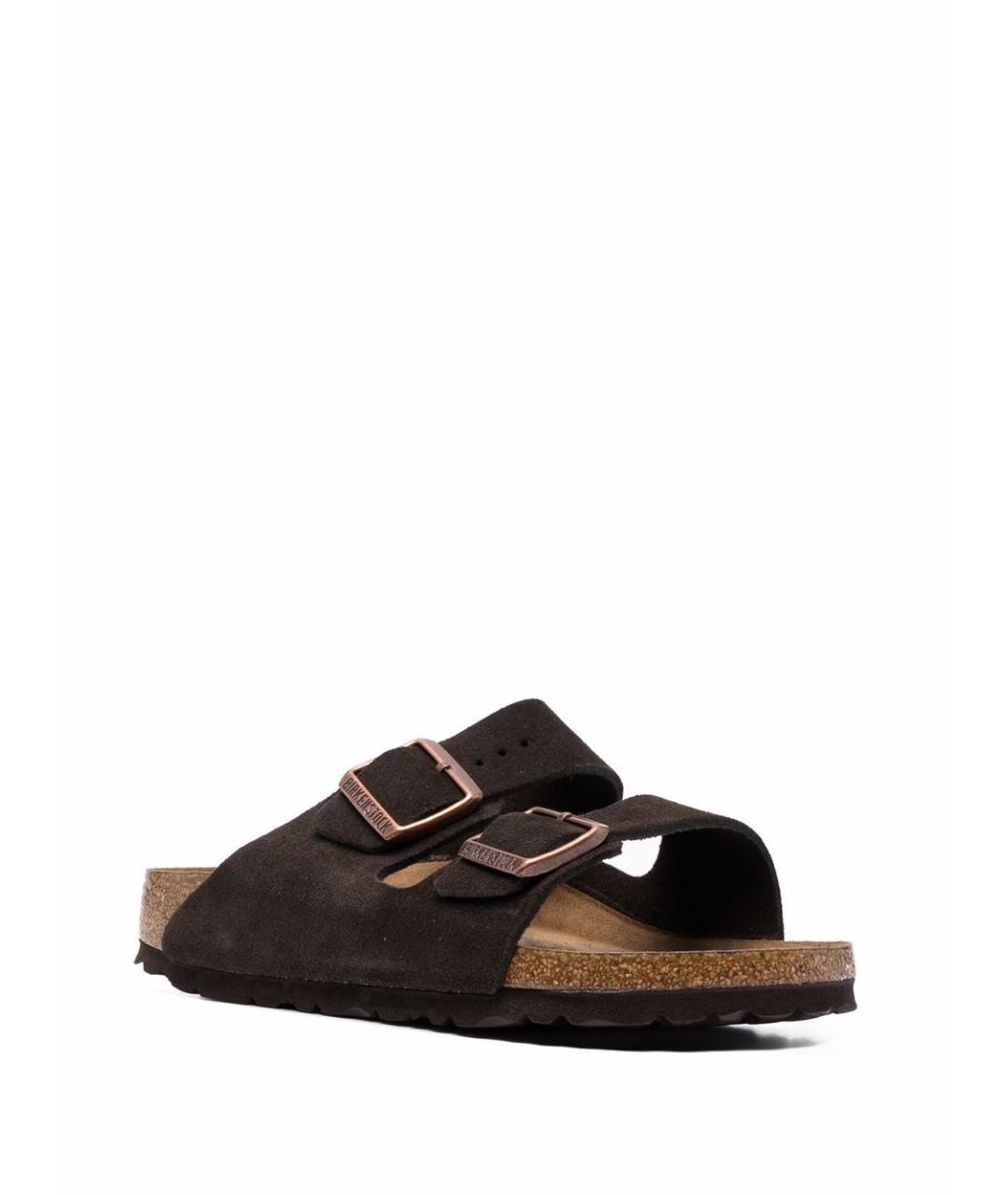 BIRKENSTOCK Коричневые кожаные шлепанцы, фото 2