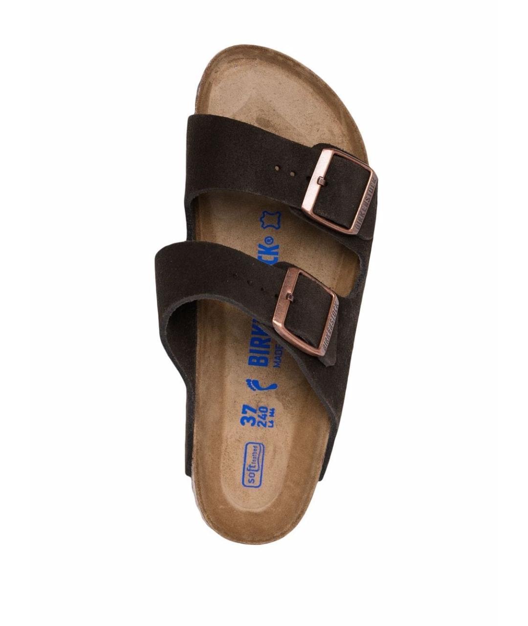 BIRKENSTOCK Коричневые кожаные шлепанцы, фото 4