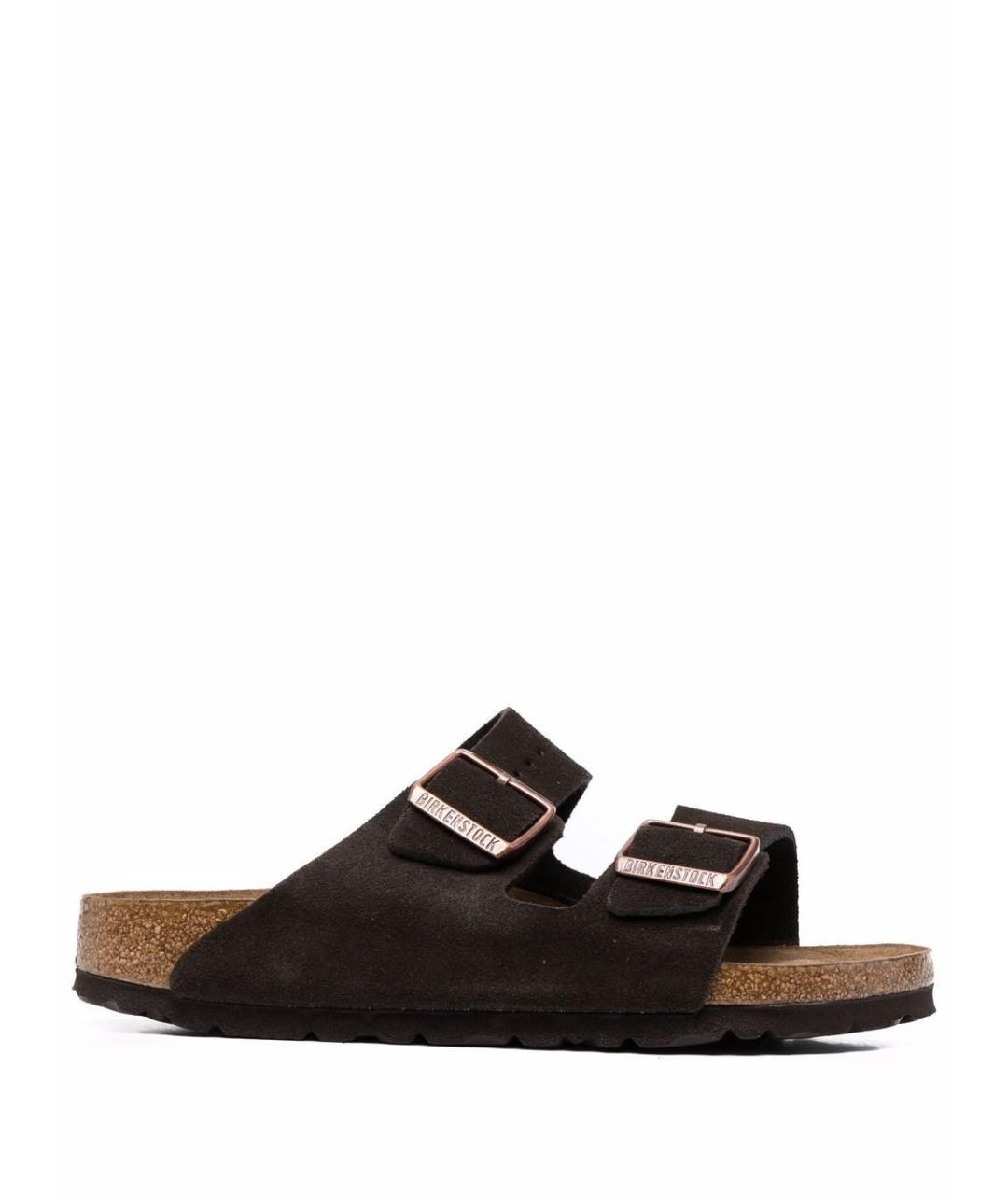 BIRKENSTOCK Коричневые кожаные шлепанцы, фото 1