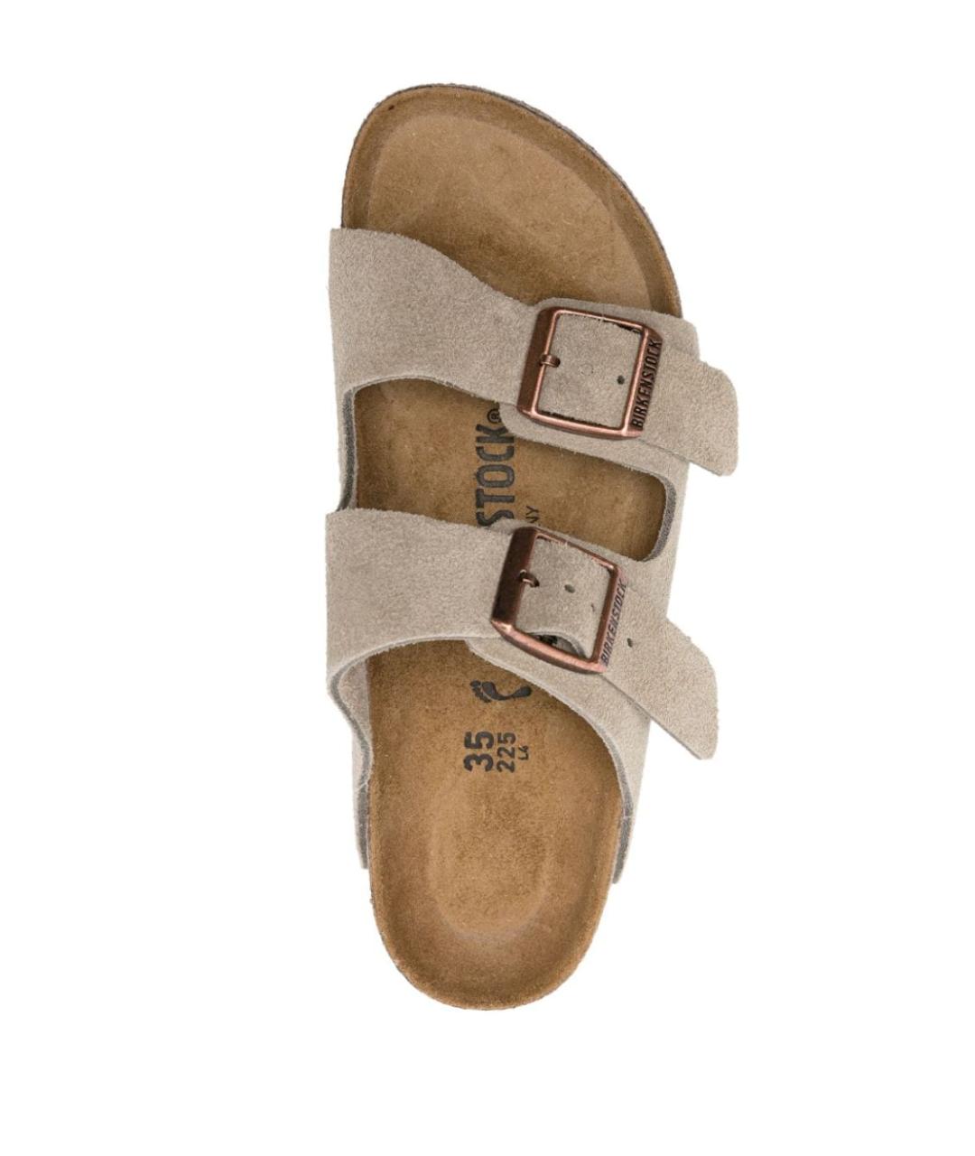 BIRKENSTOCK Бежевые кожаные шлепанцы, фото 4