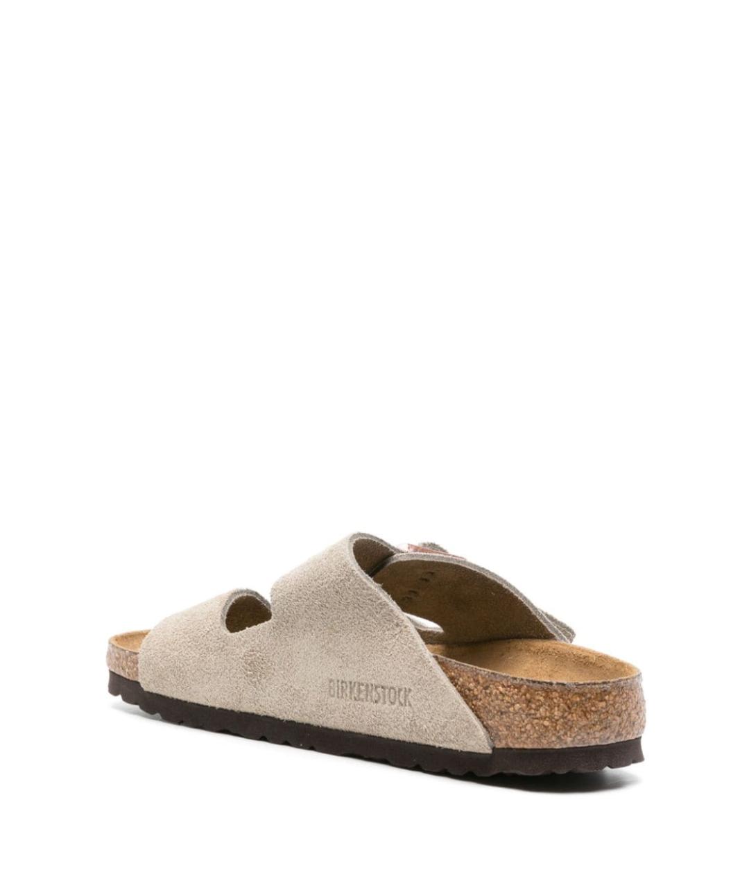 BIRKENSTOCK Бежевые кожаные шлепанцы, фото 3