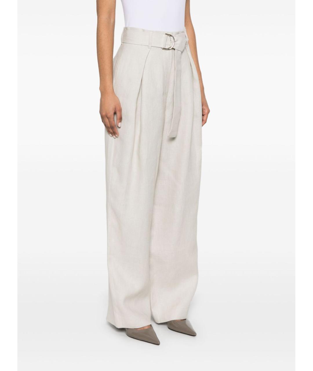 'S MAX MARA Бежевые льняные прямые брюки, фото 4