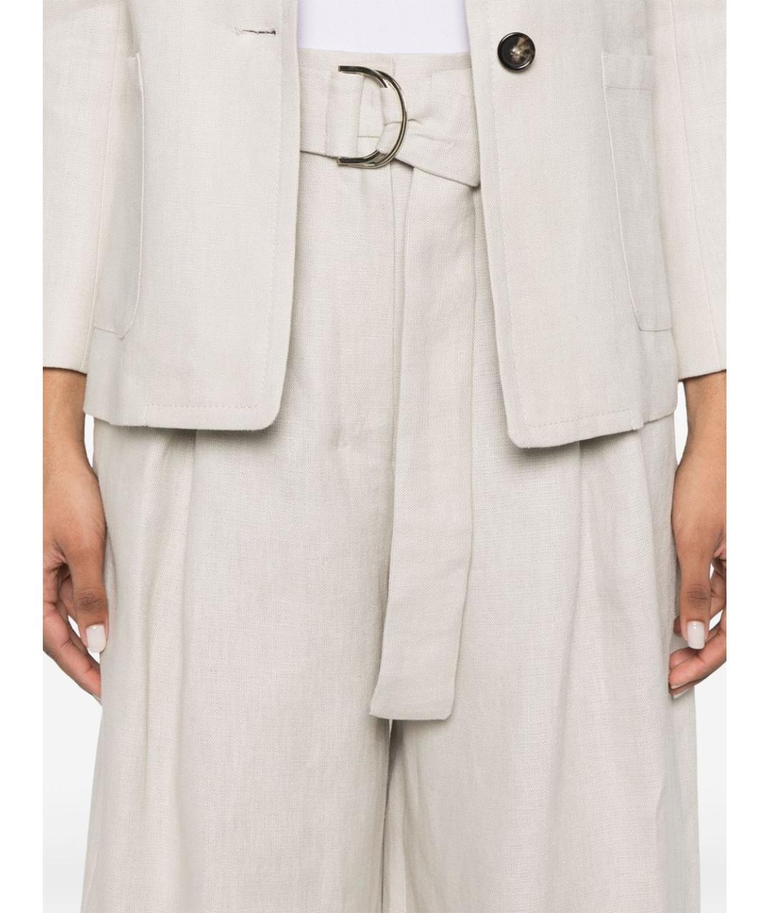 'S MAX MARA Бежевые льняные прямые брюки, фото 2