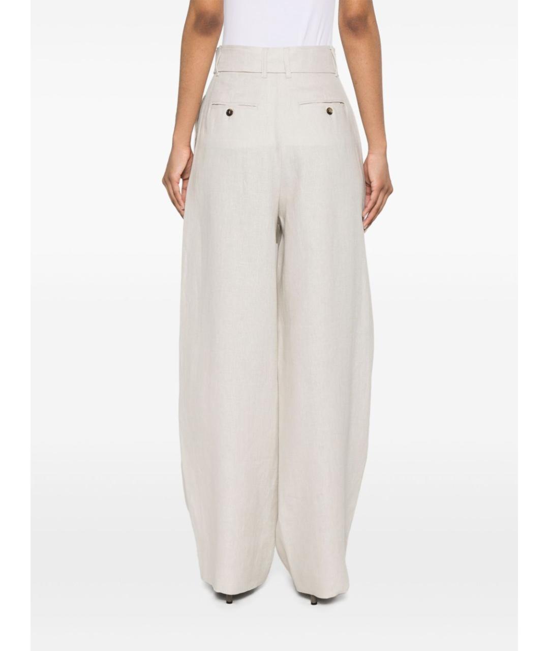 'S MAX MARA Бежевые льняные прямые брюки, фото 3