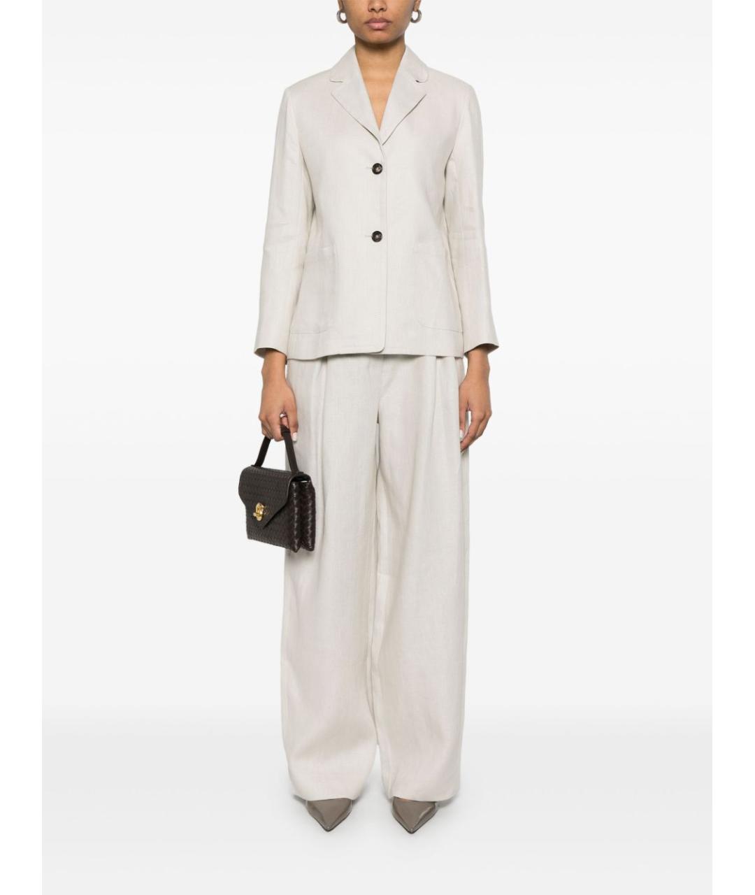 'S MAX MARA Бежевые льняные прямые брюки, фото 5