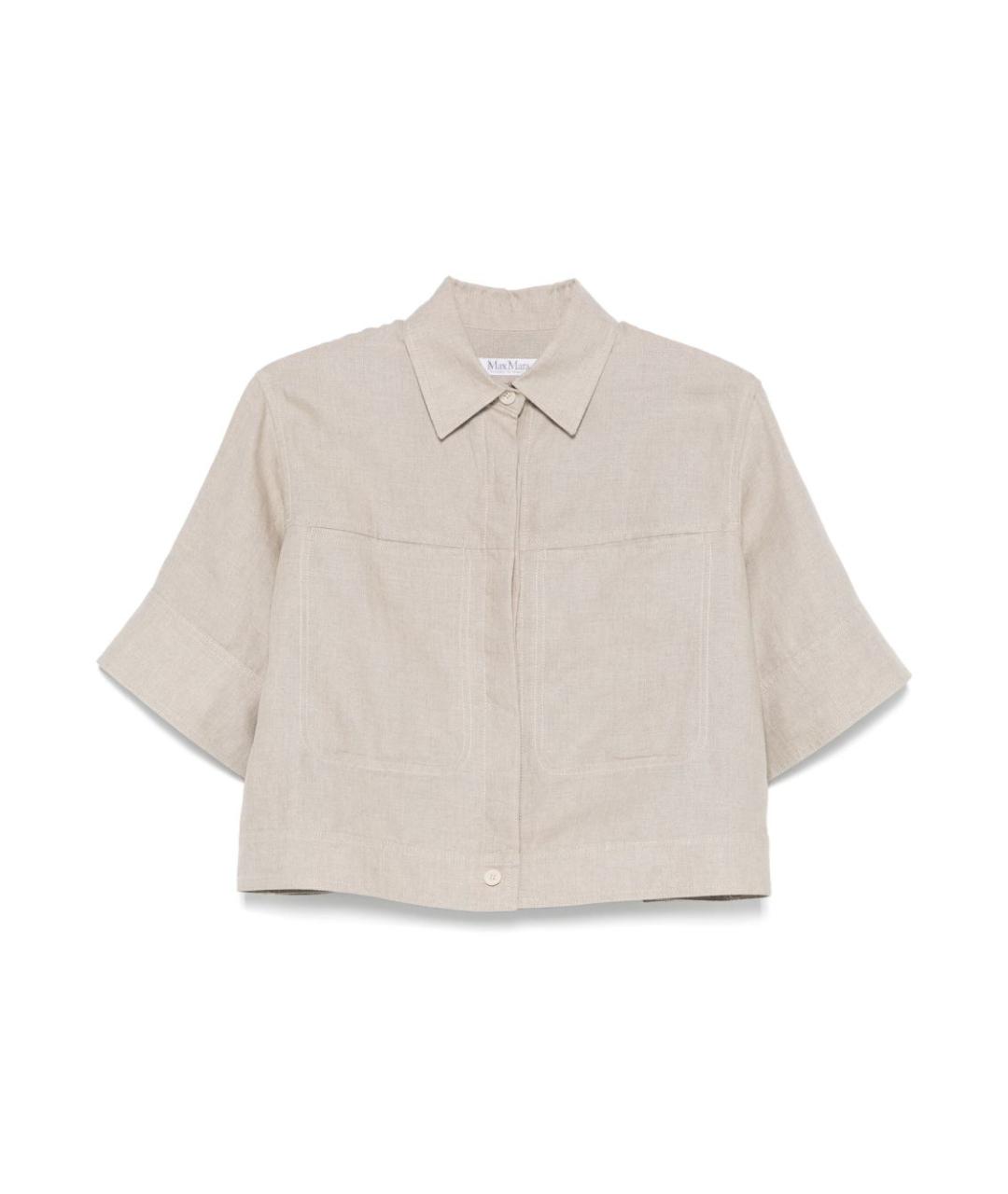 MAX MARA Бежевая льняная рубашка, фото 1