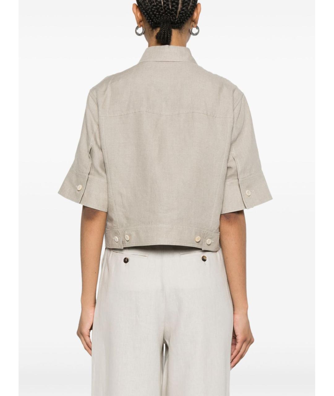 MAX MARA Бежевая льняная рубашка, фото 4