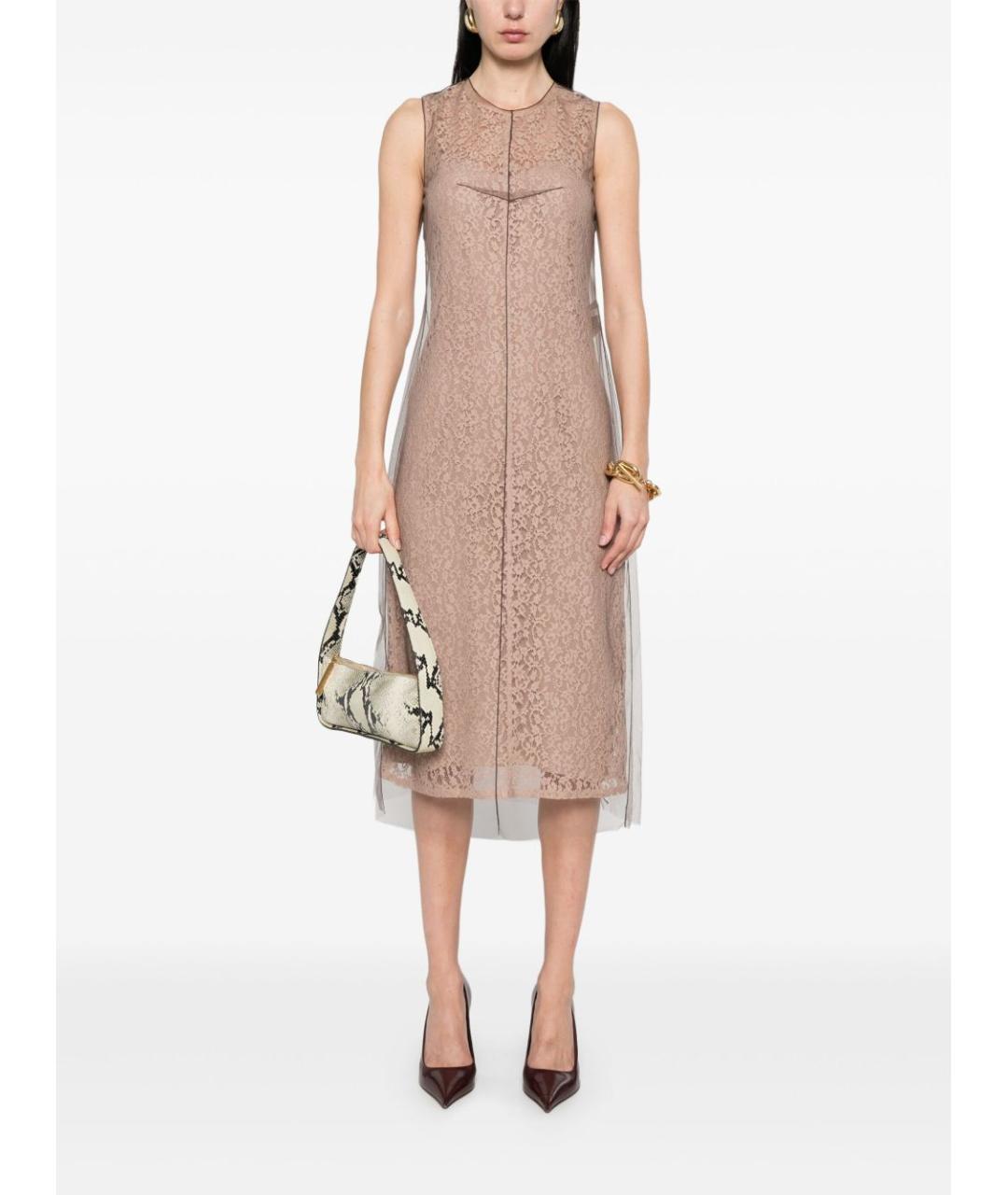 FENDI Бежевое хлопковое повседневное платье, фото 4
