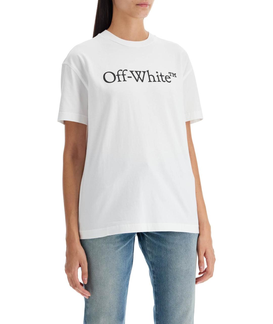 OFF-WHITE Белая хлопковая футболка, фото 2