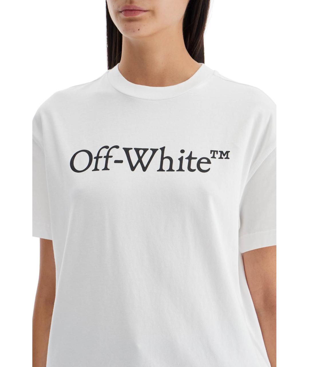 OFF-WHITE Белая хлопковая футболка, фото 4
