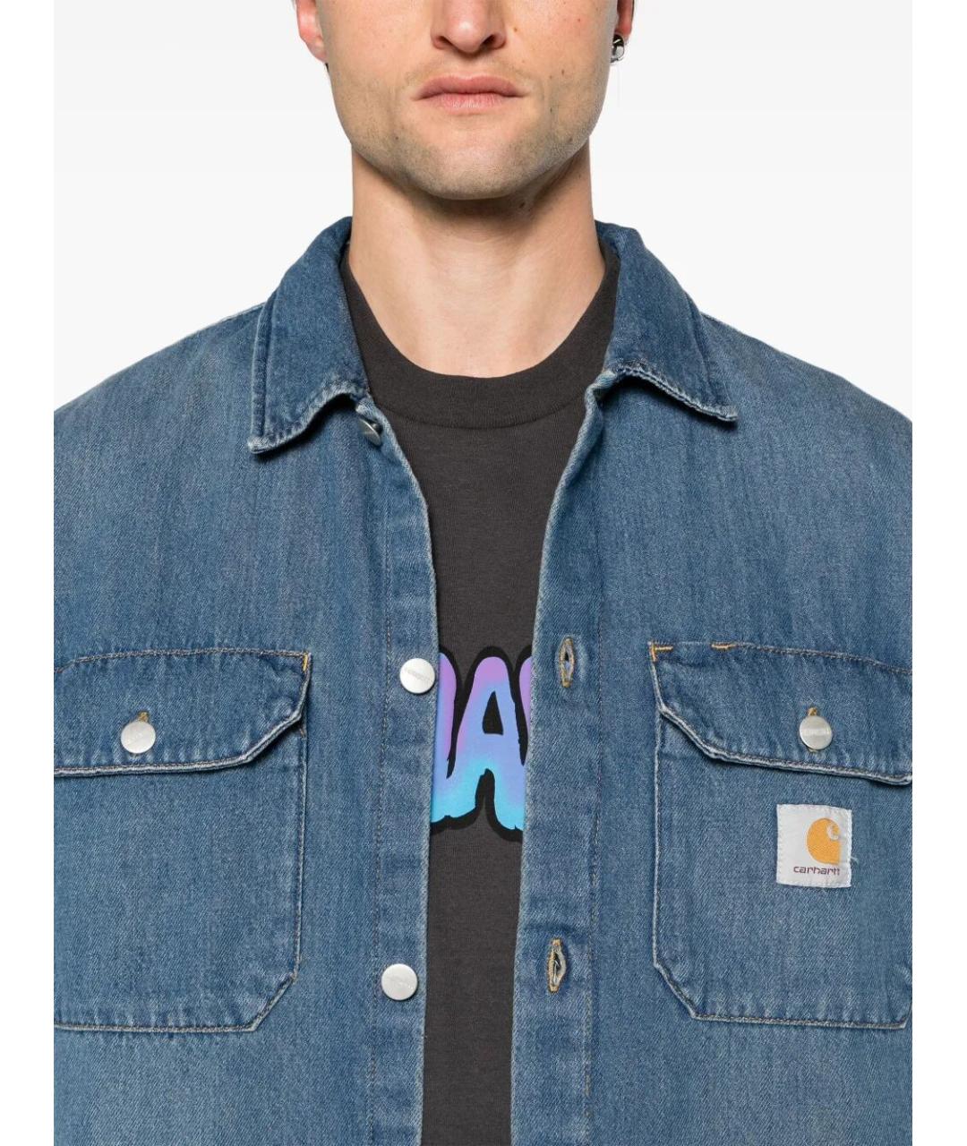 CARHARTT WIP Синяя хлопковая кэжуал рубашка, фото 3
