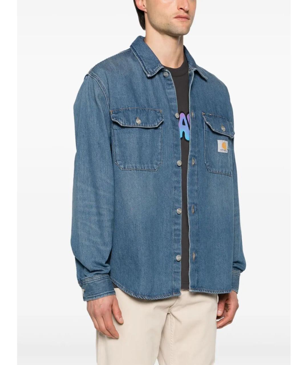 CARHARTT WIP Синяя хлопковая кэжуал рубашка, фото 5