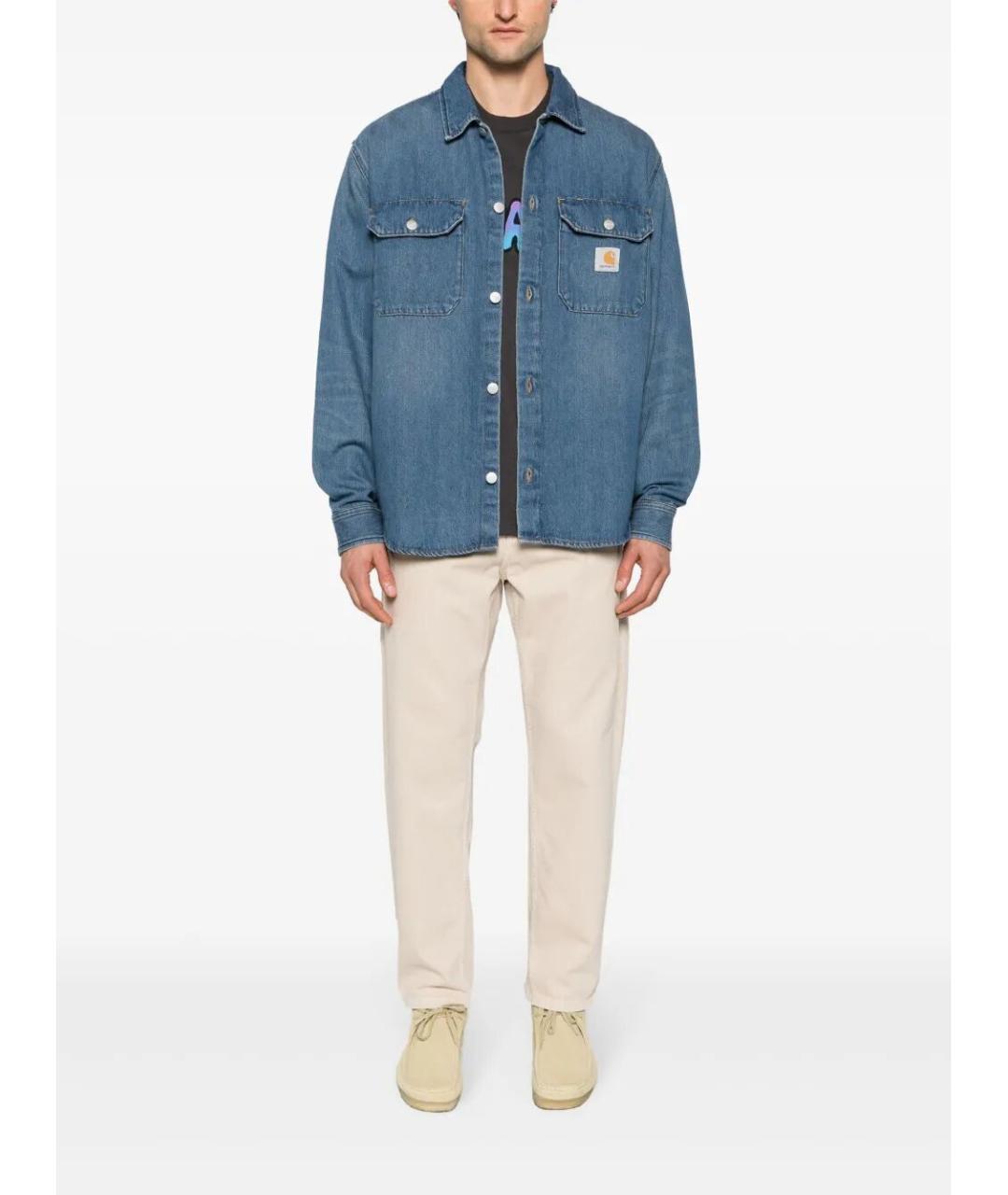 CARHARTT WIP Синяя хлопковая кэжуал рубашка, фото 4