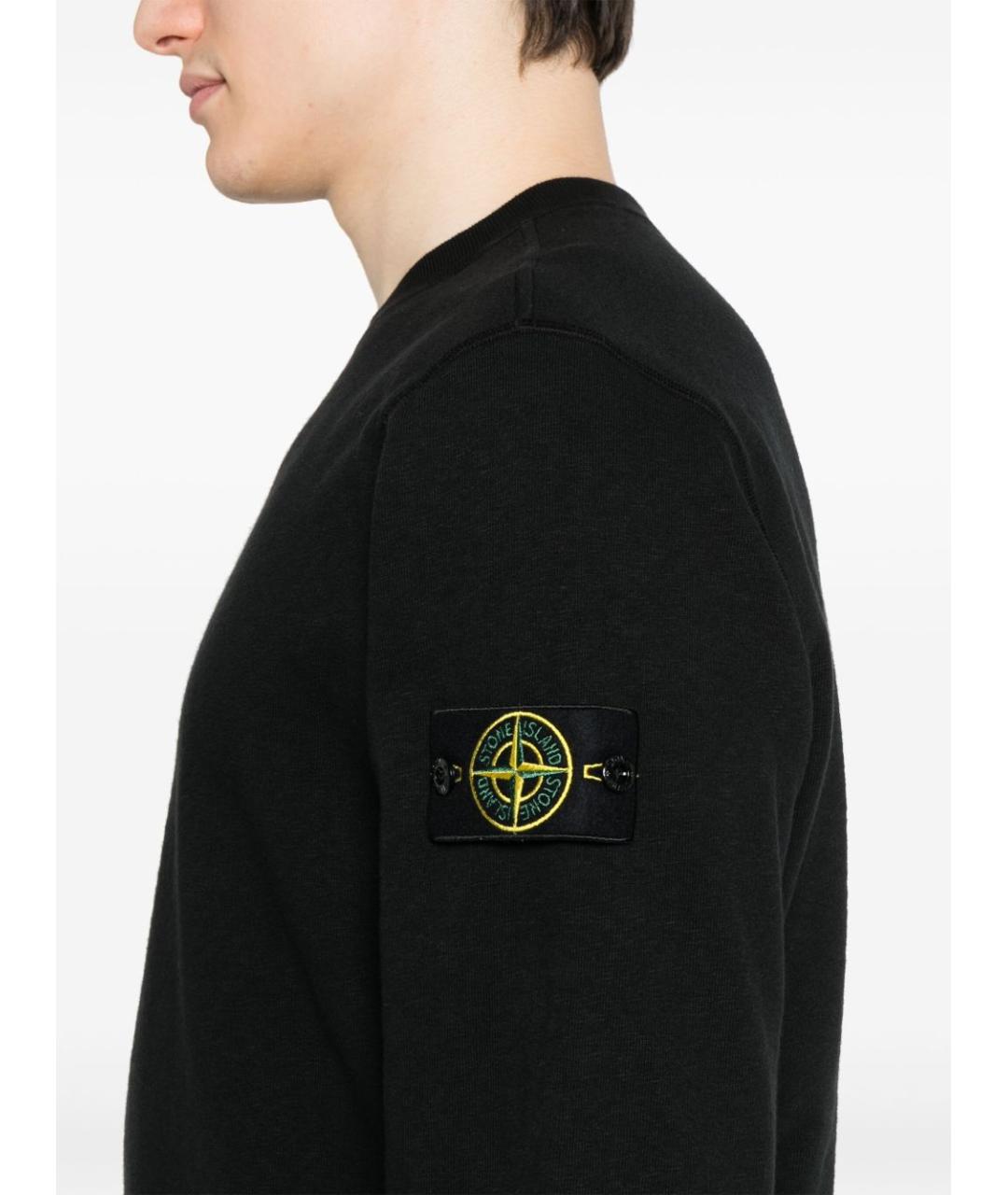 STONE ISLAND Черный хлопковый джемпер / свитер, фото 4