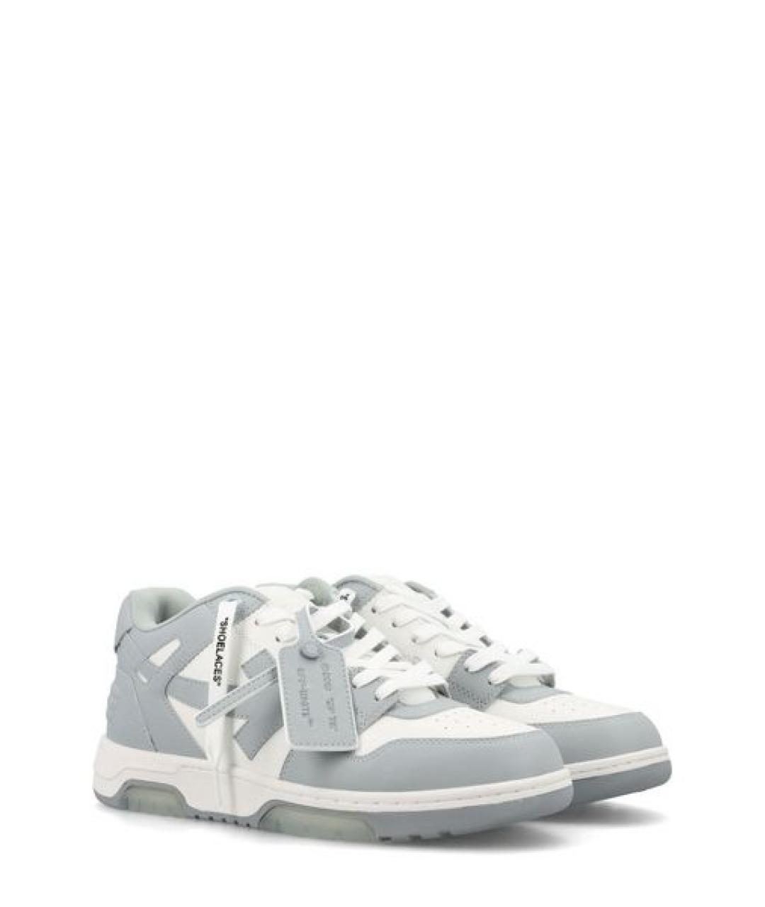 OFF-WHITE Серые кожаные низкие кроссовки / кеды, фото 3