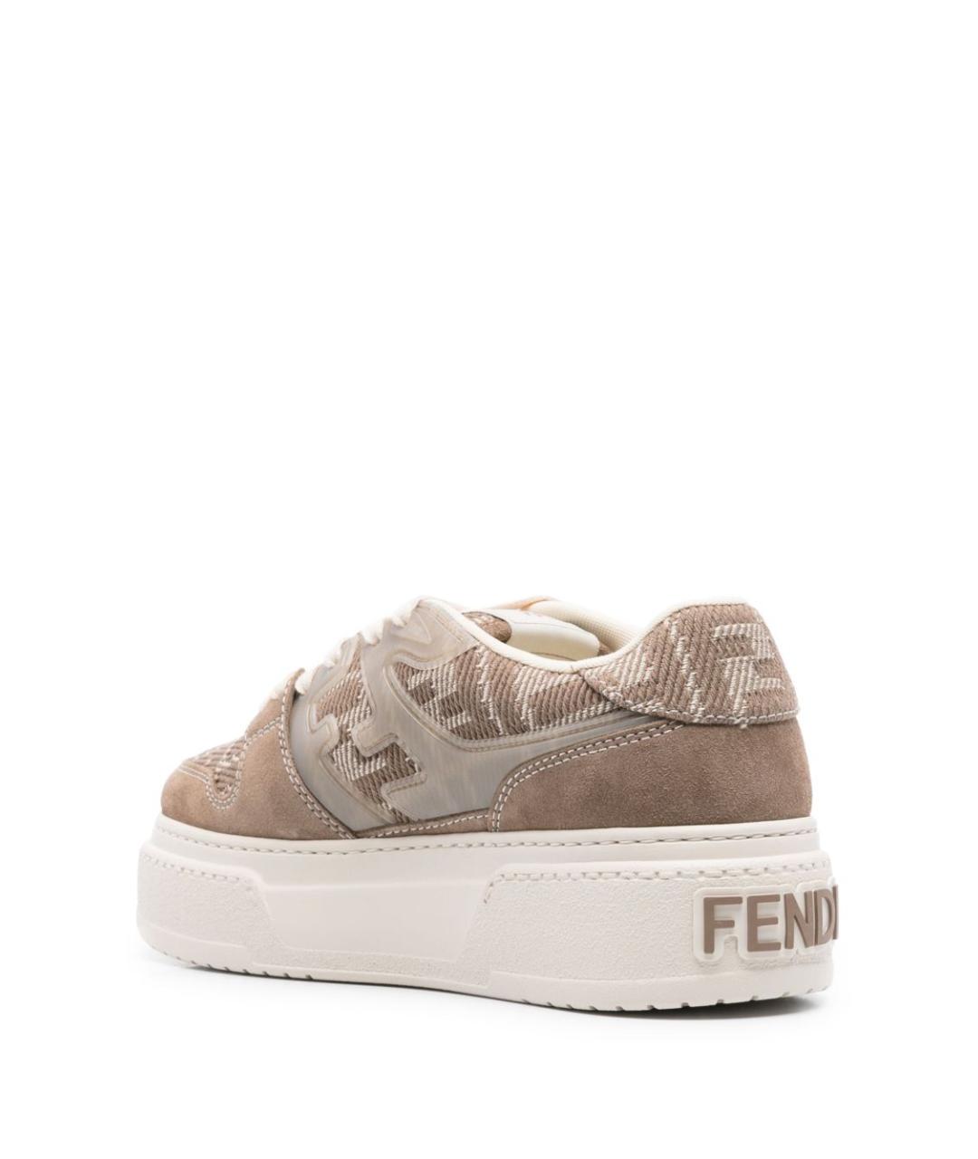 FENDI Бежевые замшевые кеды, фото 3