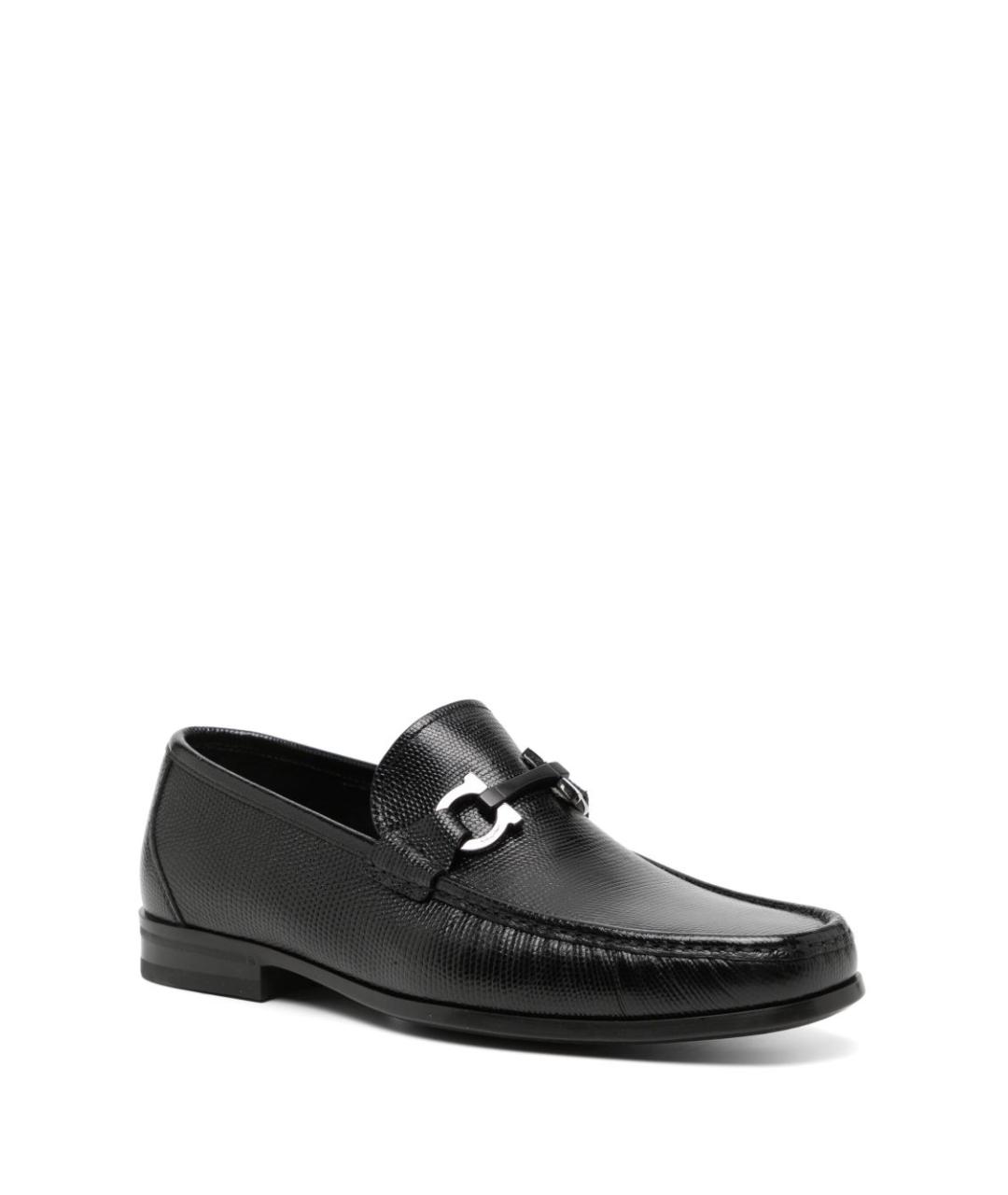 FERRAGAMO Черные кожаные лоферы, фото 4