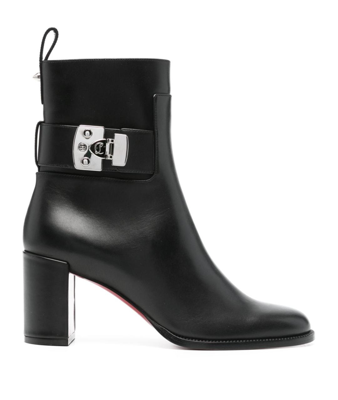 CHRISTIAN LOUBOUTIN Черные кожаные ботильоны, фото 1