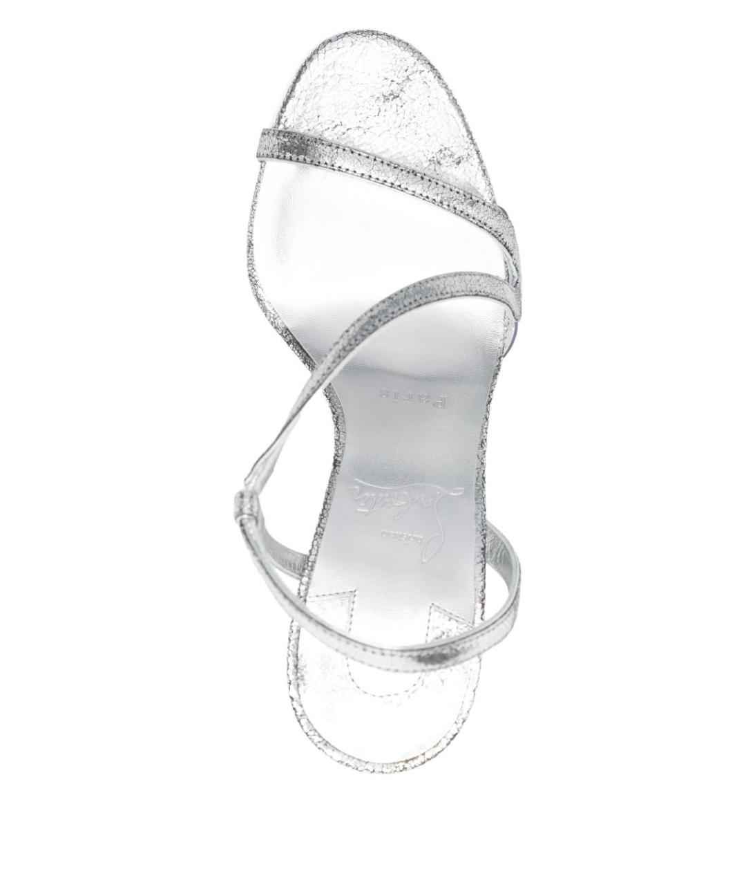 CHRISTIAN LOUBOUTIN Серебряные кожаные босоножки, фото 2