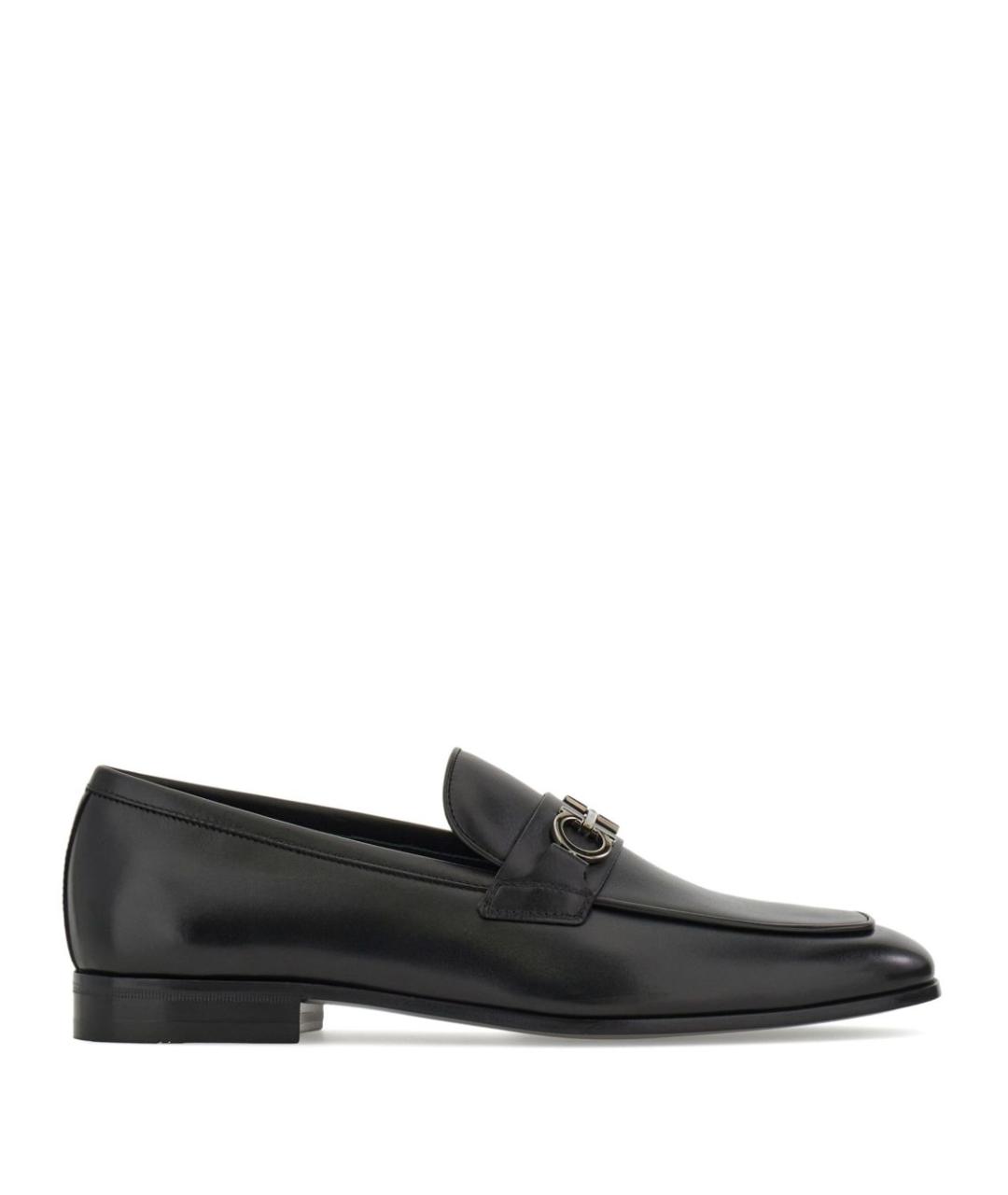 FERRAGAMO Черные кожаные лоферы, фото 1