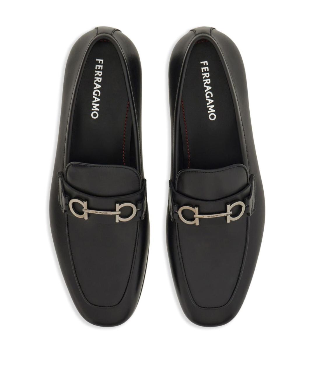 FERRAGAMO Черные кожаные лоферы, фото 5