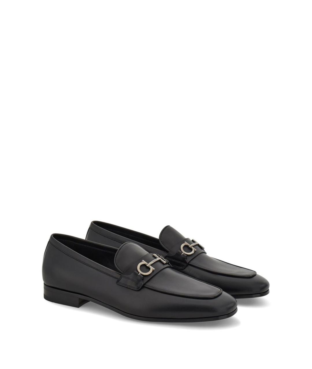 FERRAGAMO Черные кожаные лоферы, фото 2