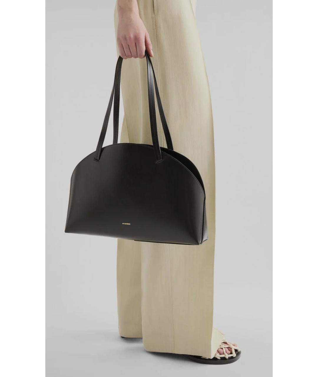 JIL SANDER Черная кожаная сумка через плечо, фото 6