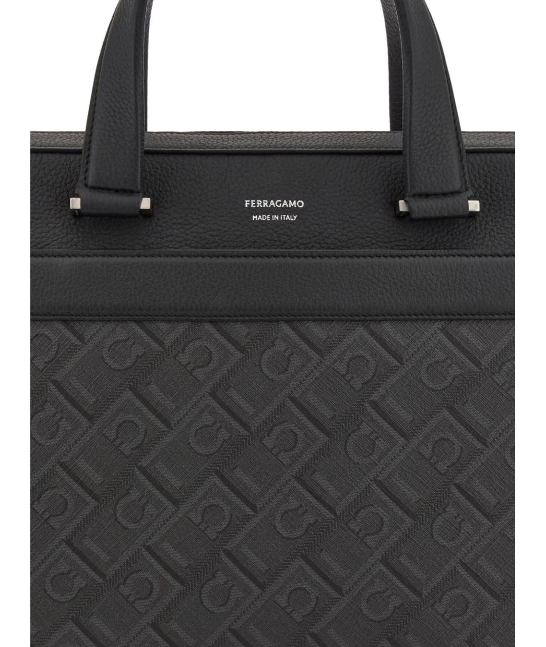 FERRAGAMO Черный кожаный портфель, фото 4