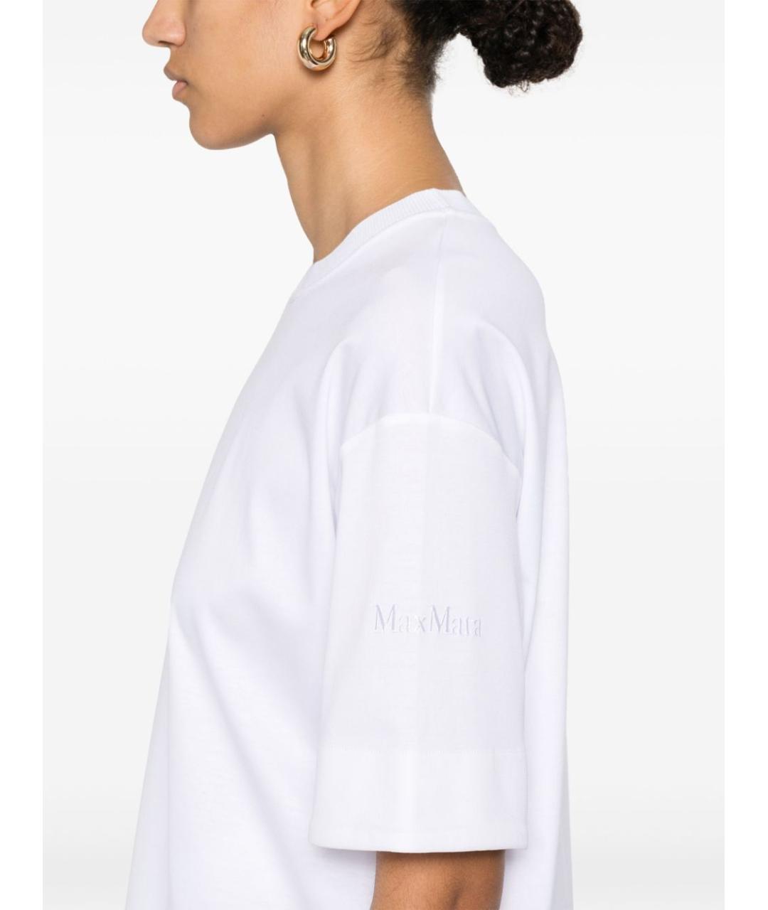 MAX MARA Белая хлопковая футболка, фото 4