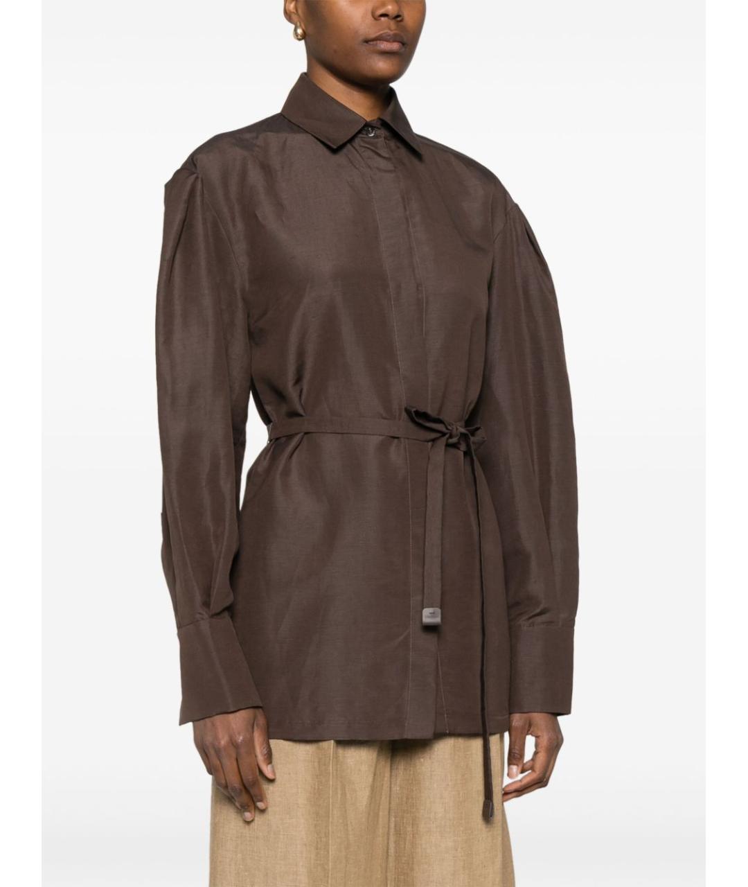 MAX MARA Коричневая льняная рубашка, фото 4