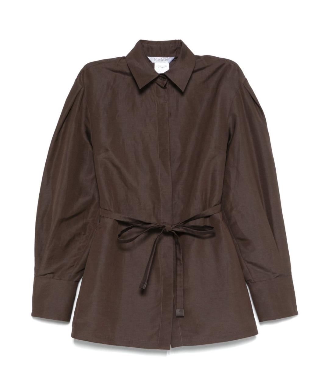 MAX MARA Коричневая льняная рубашка, фото 1