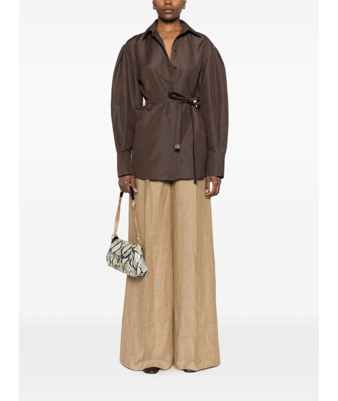 MAX MARA Коричневая льняная рубашка, фото 2