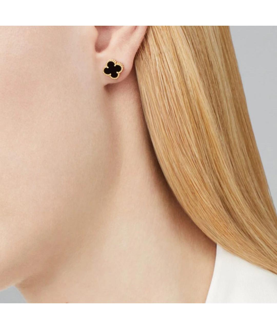 VAN CLEEF & ARPELS Черные серьги из желтого золота, фото 2