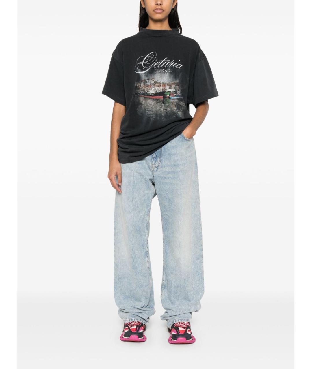 BALENCIAGA Голубые полиэстеровые повседневные брюки, фото 5