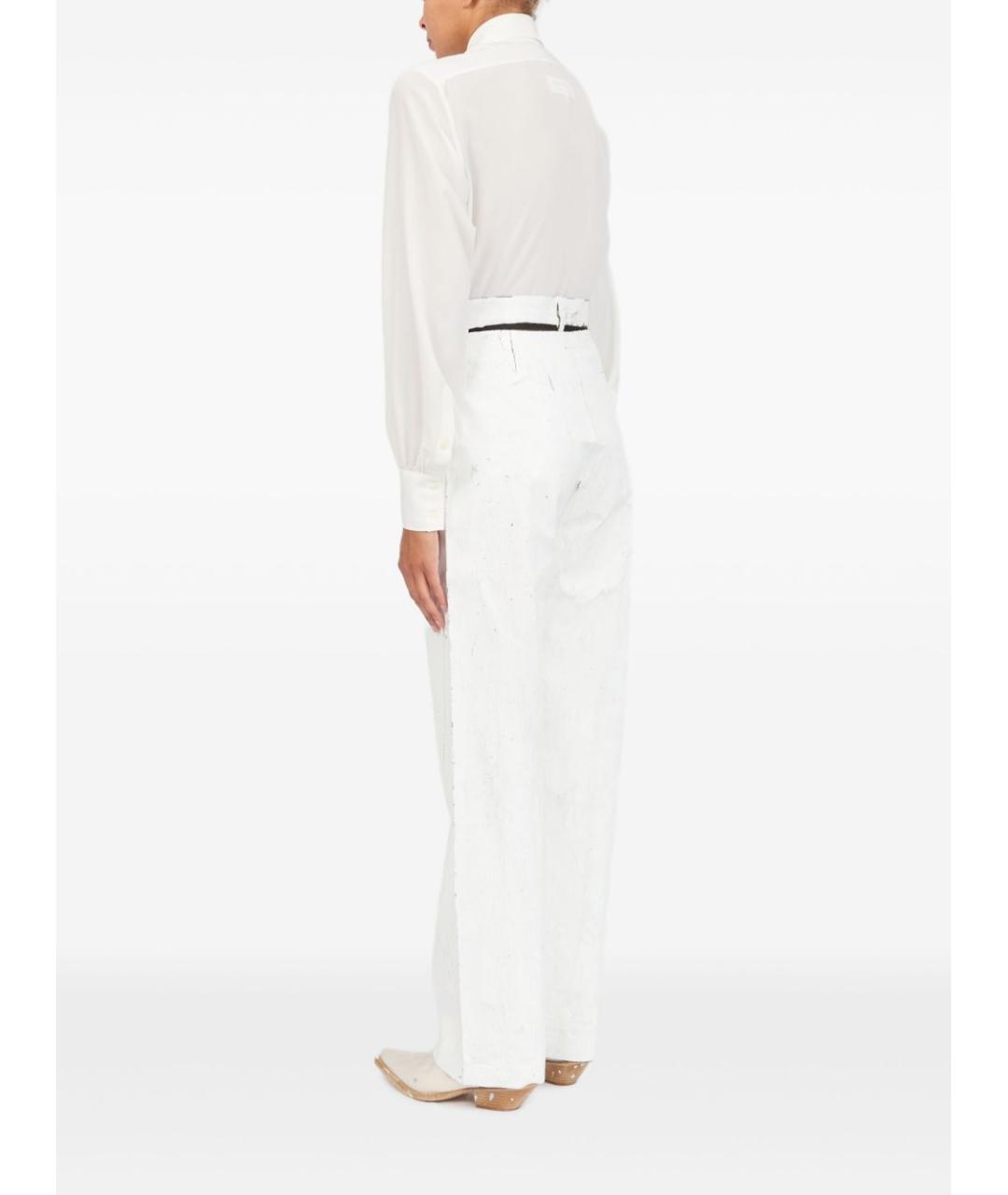 MAISON MARGIELA Белые полиэстеровые прямые брюки, фото 4