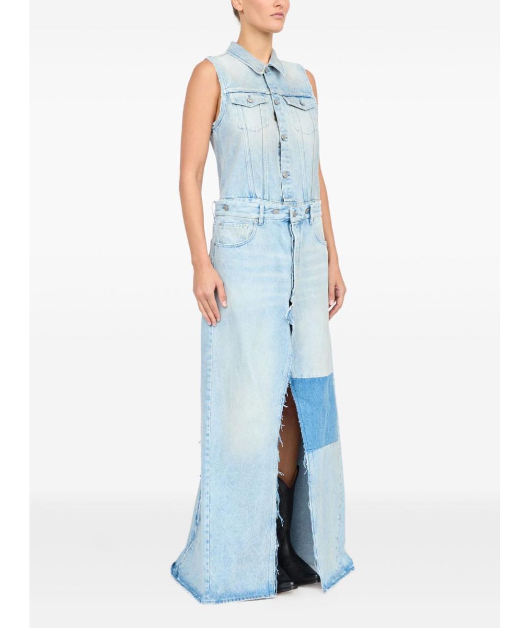 MAISON MARGIELA Голубое хлопковое повседневное платье, фото 3