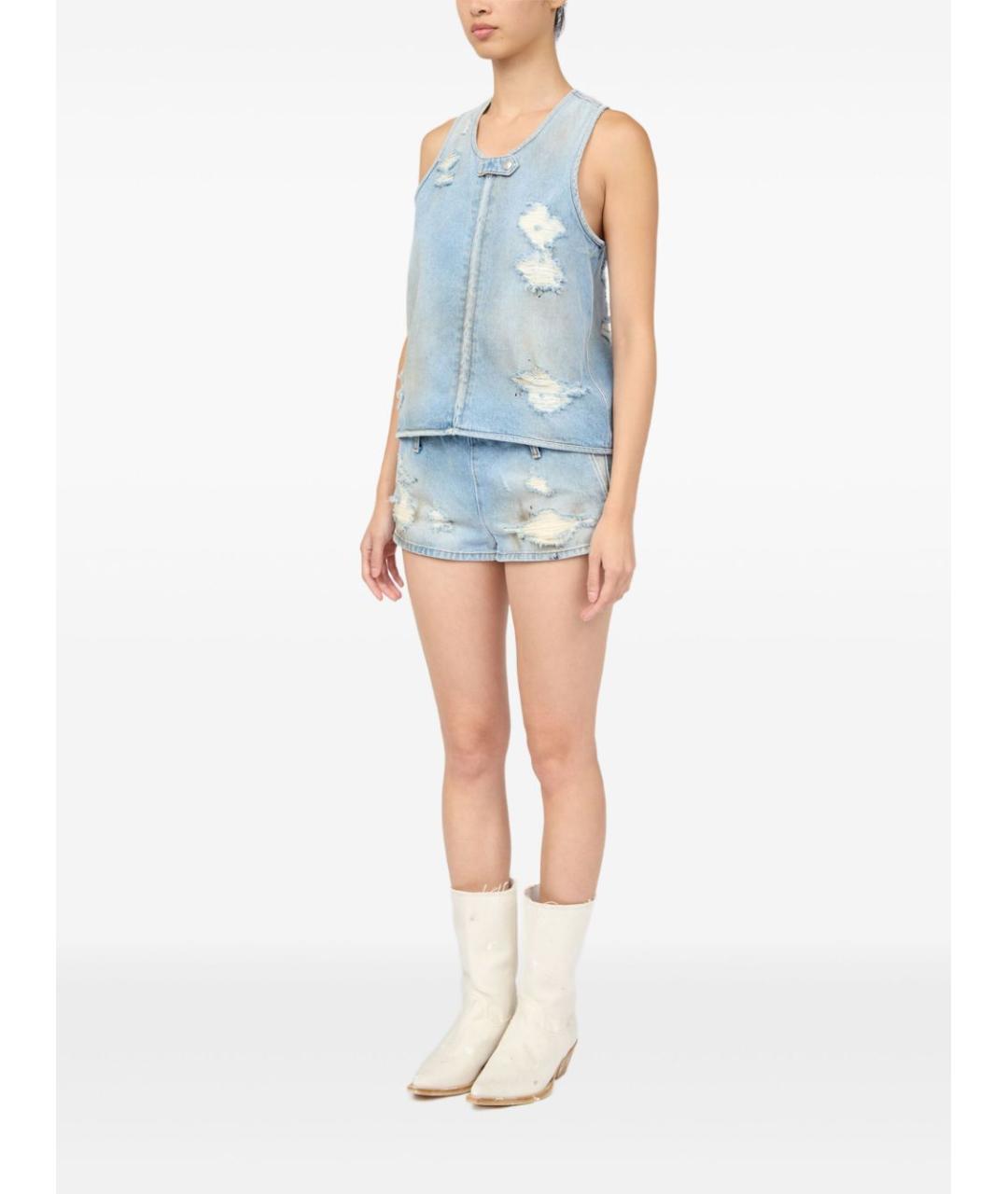 MM6 MAISON MARGIELA Голубая хлопковая майка, фото 4