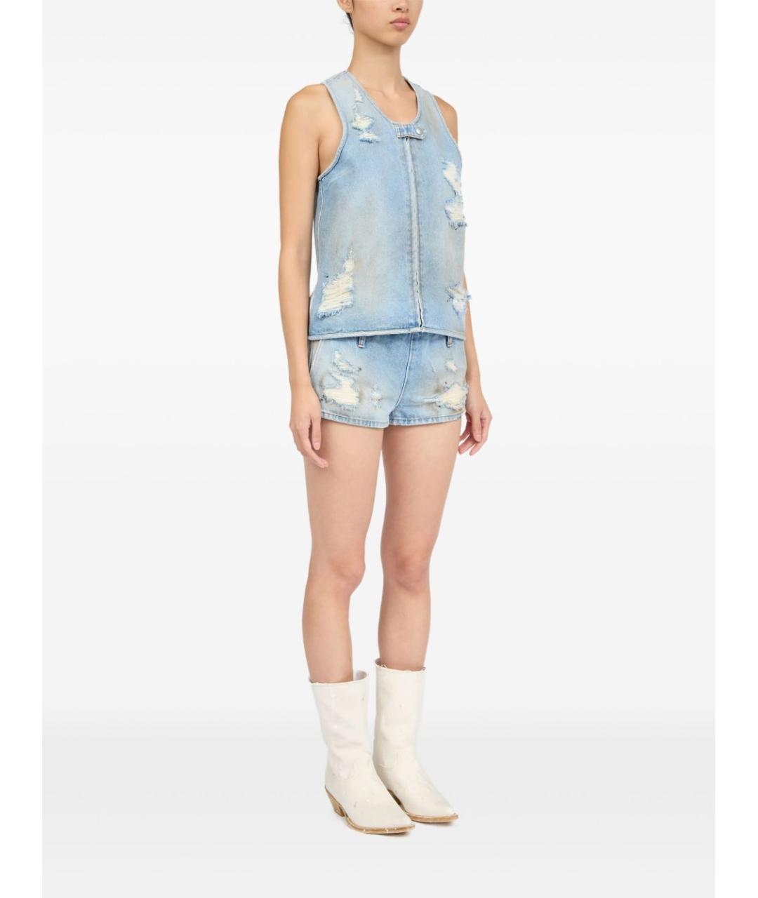 MM6 MAISON MARGIELA Голубая хлопковая майка, фото 5