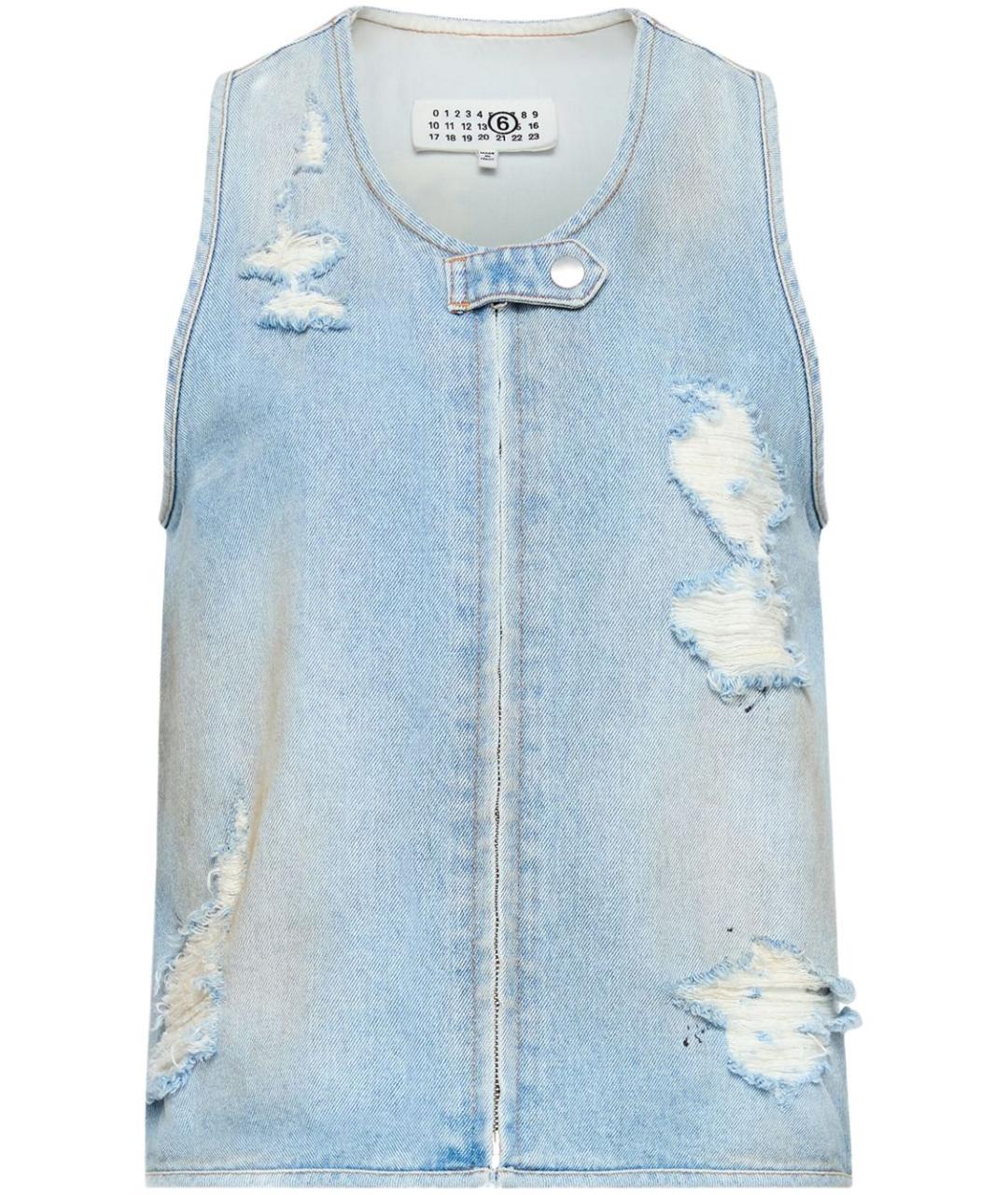 MM6 MAISON MARGIELA Голубая хлопковая майка, фото 1