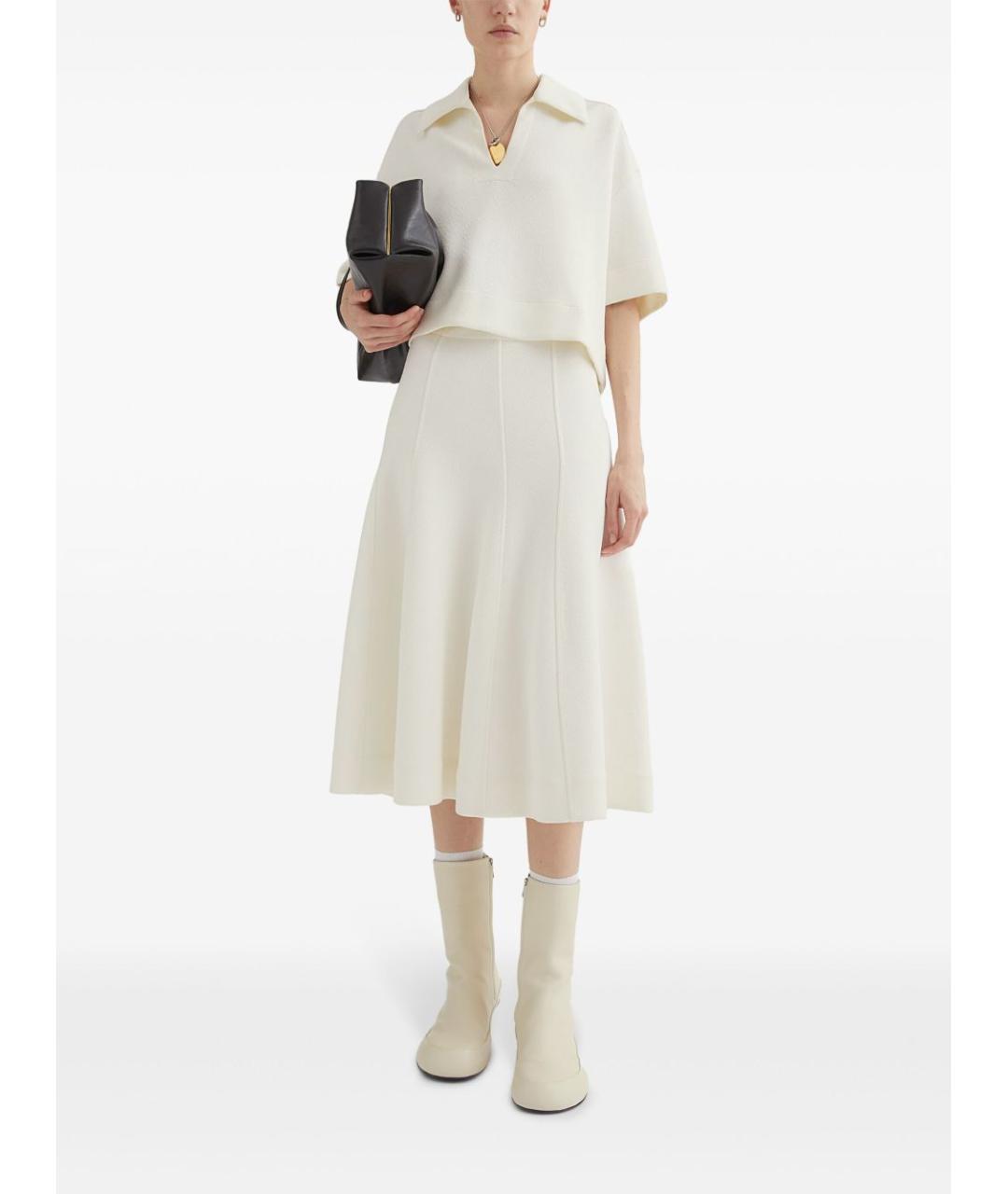 JIL SANDER Белая полиамидовая юбка миди, фото 4