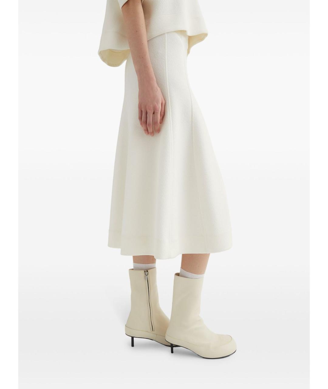 JIL SANDER Белая полиамидовая юбка миди, фото 3