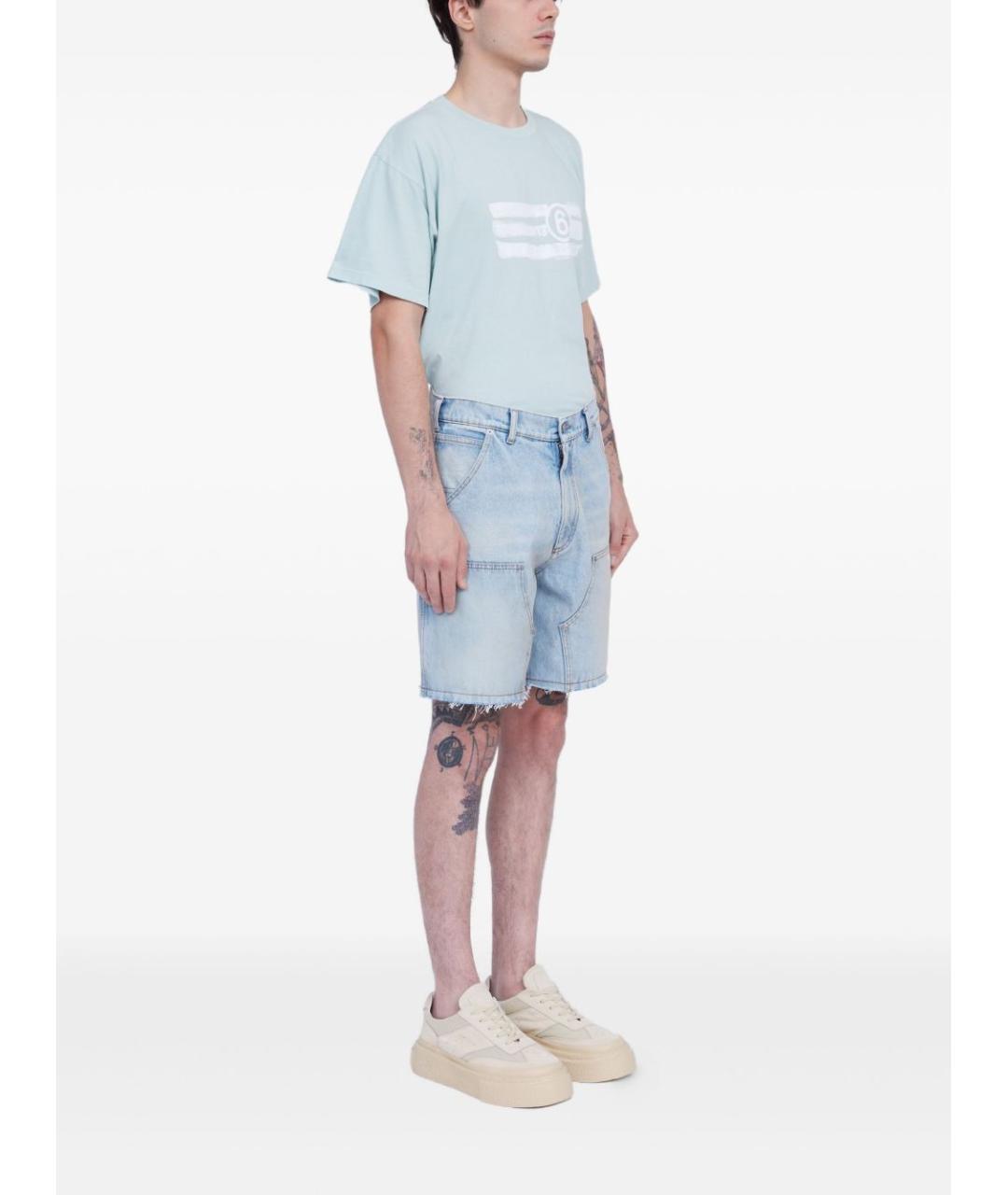 MAISON MARGIELA Голубые хлопковые шорты, фото 4