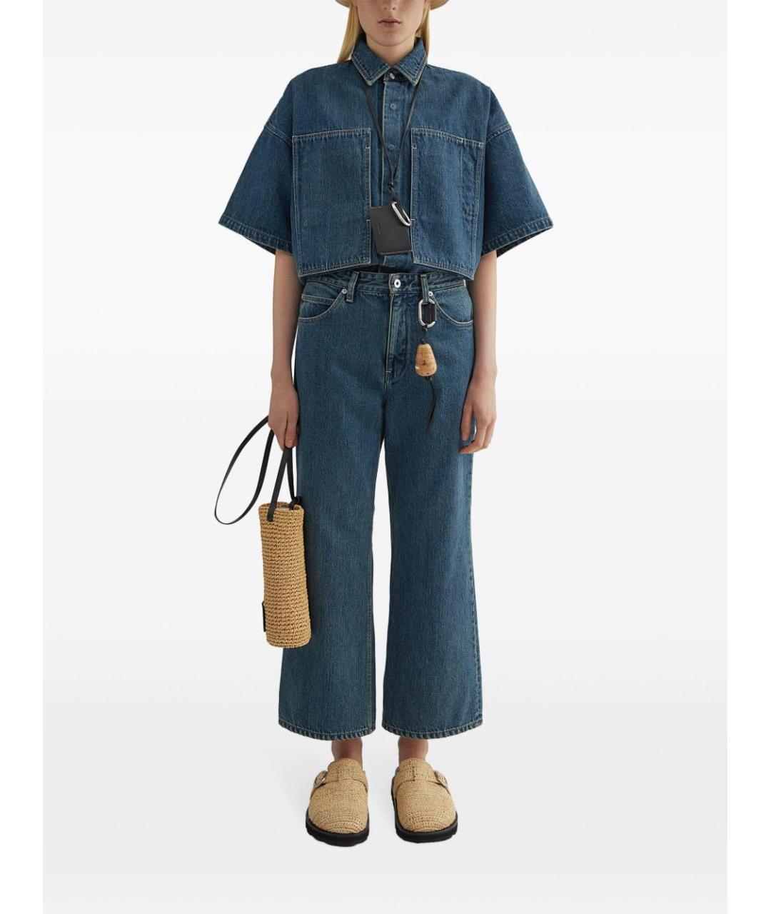 JIL SANDER Синие хлопковые прямые джинсы, фото 5